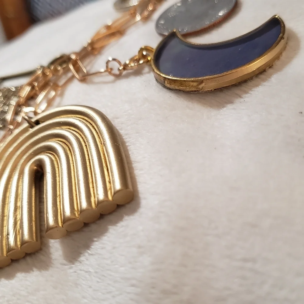 Fornasetti Style Gold Bag Charm Keychain Italian Art Face Motif FREE SHIPPING